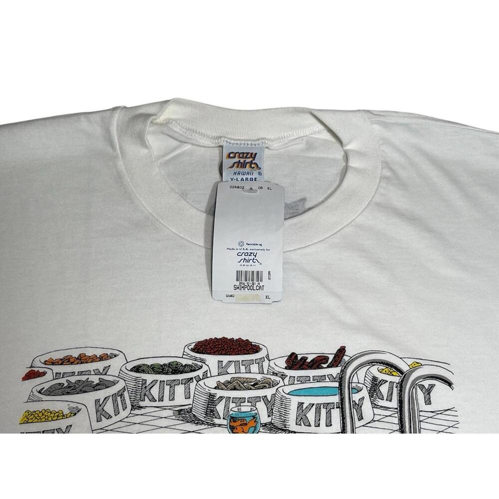 VTG 90s NWT B. Kliban Cat Crazy Shirts USA Swimming Pool Cat T-Shirt Hawaii XL - Picture 5 of 5
